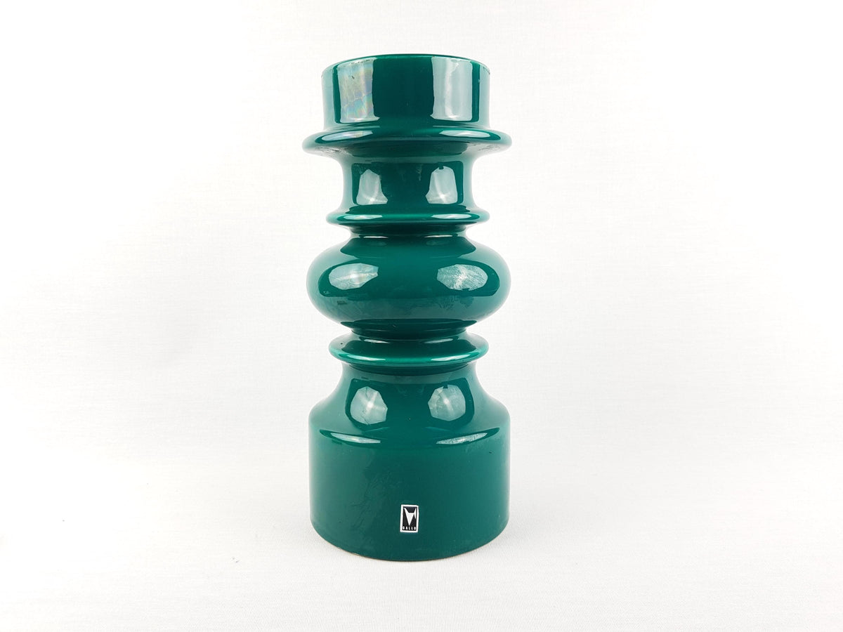 Vintage GALLO KERAMIK Green Hooped Candleholder West-Germany 1970s