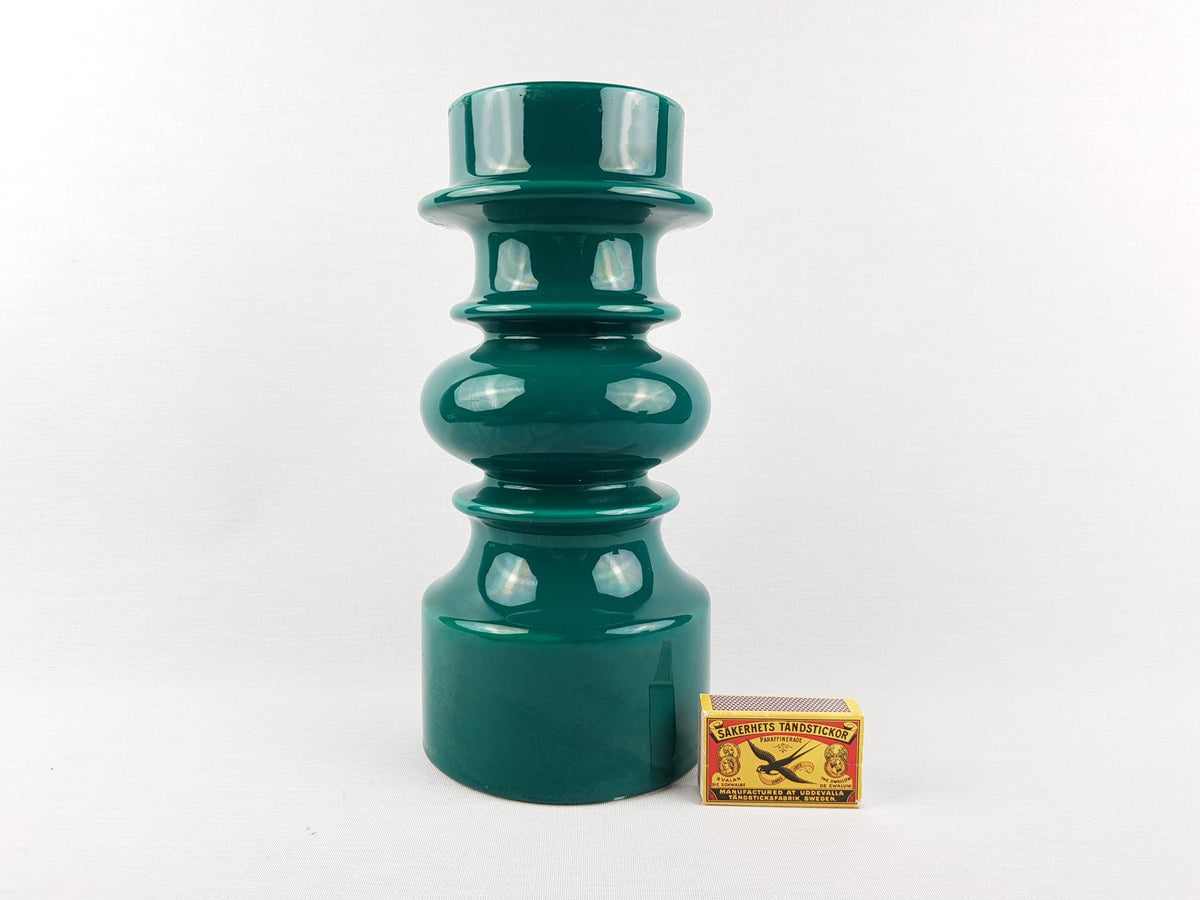 Vintage GALLO KERAMIK Green Hooped Candleholder West-Germany 1970s