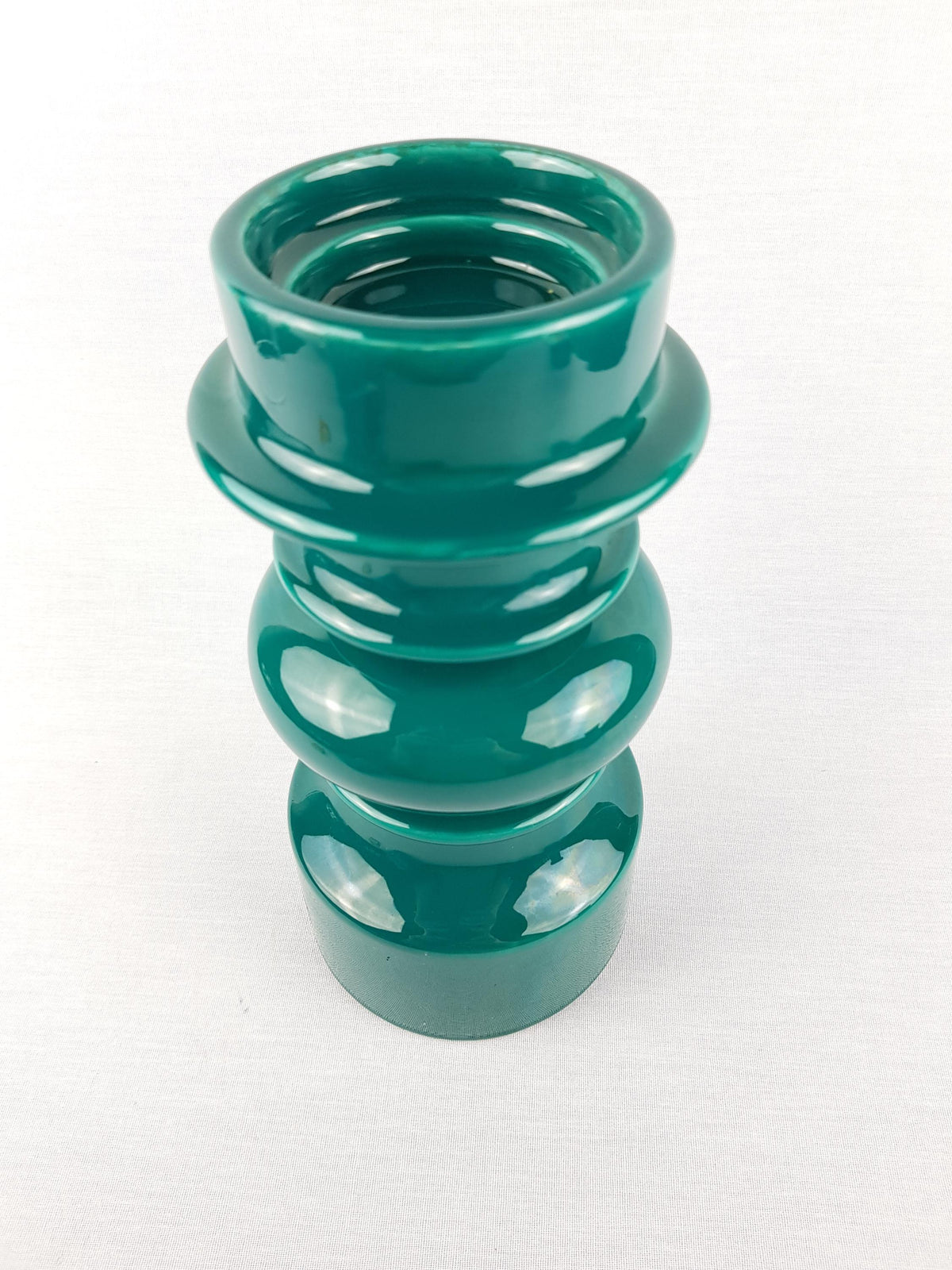 Vintage GALLO KERAMIK Green Hooped Candleholder West-Germany 1970s