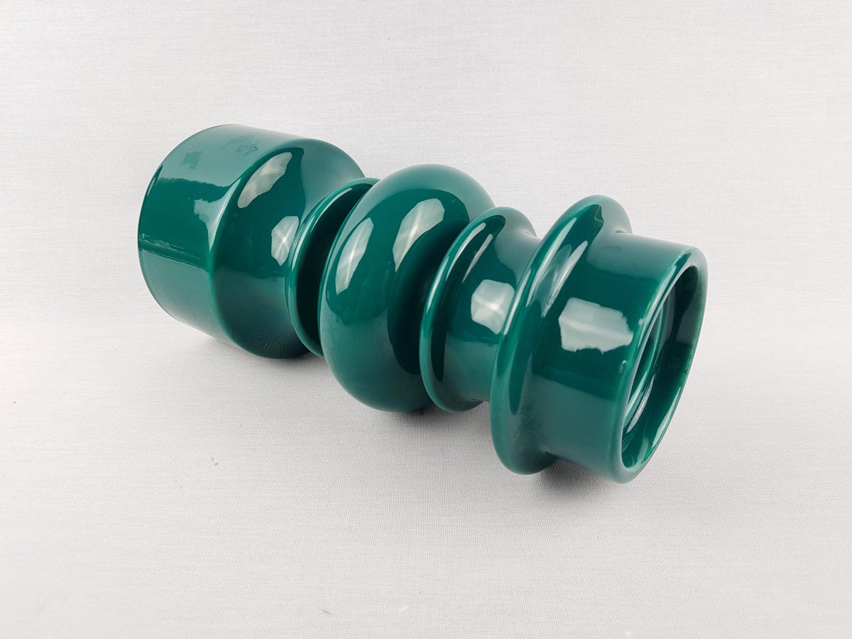 Vintage GALLO KERAMIK Green Hooped Candleholder West-Germany 1970s