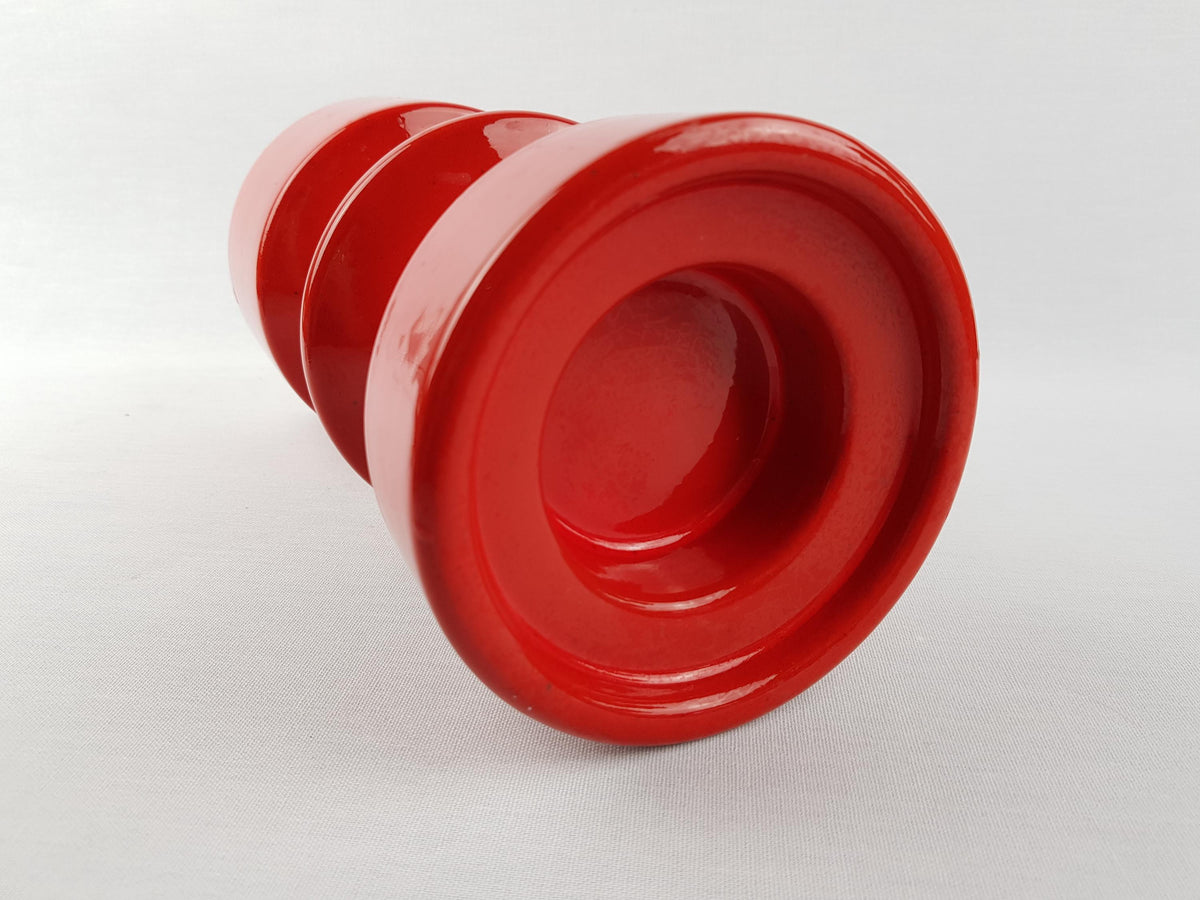 Vintage STEULER KERAMIK Glossy Red Candle Holder 150-25 West German Pottery 1970s