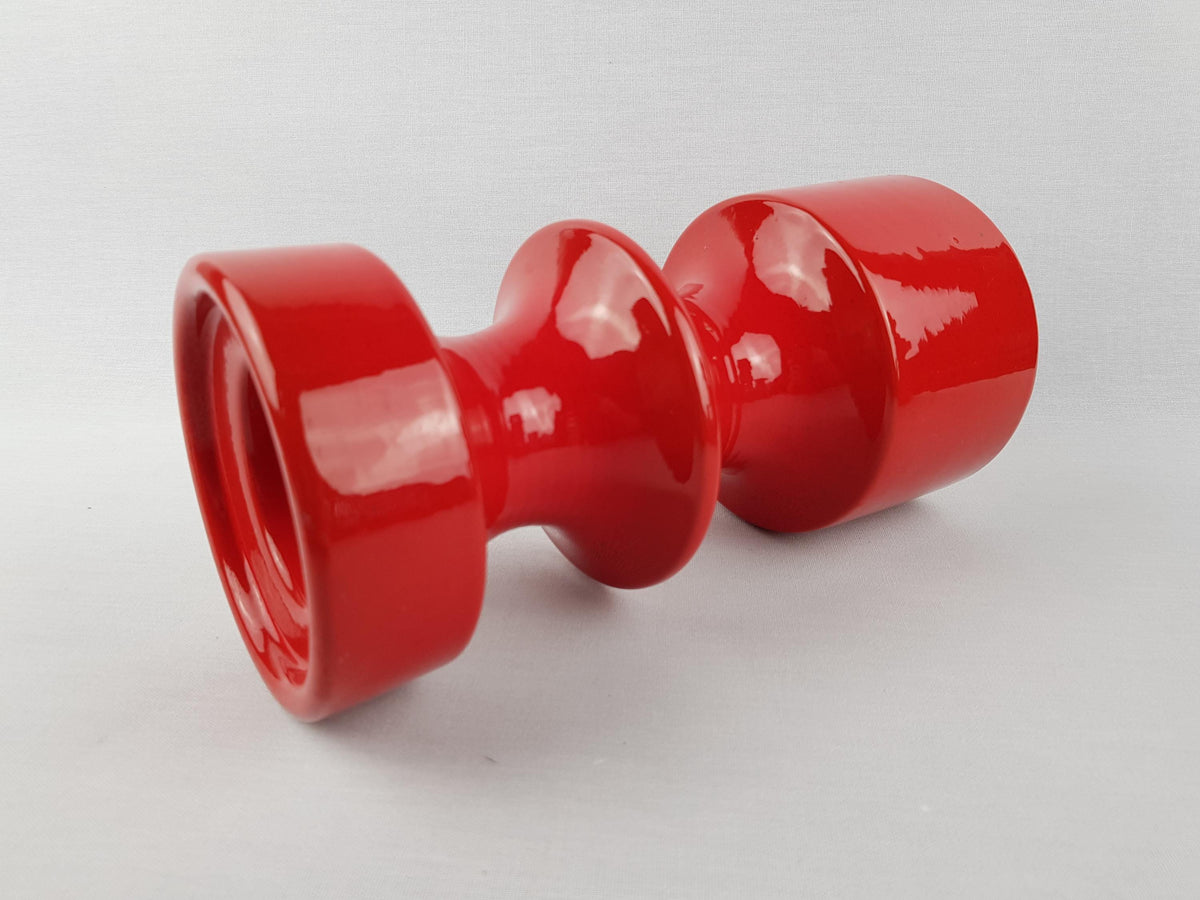 Vintage STEULER KERAMIK Glossy Red Candle Holder 150-25 West German Pottery 1970s