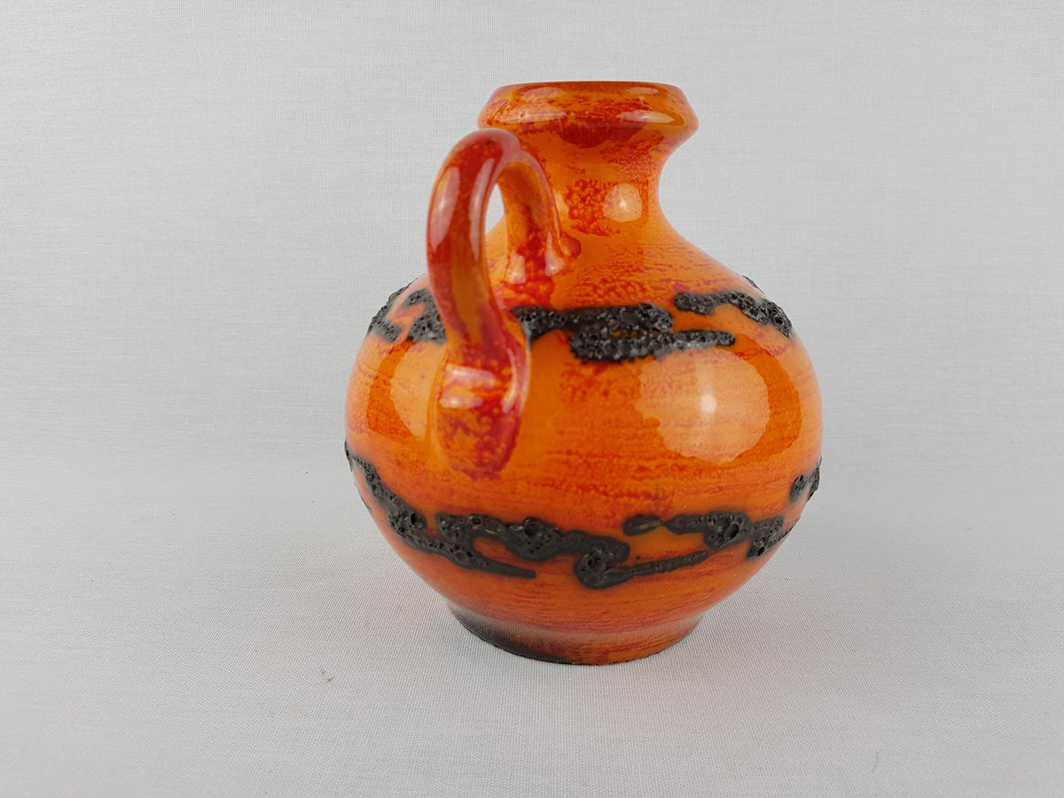 Vintage WALTER GERHARDS Topferei Orange and Black Fat Lava Vase 270 16 West German Pottery 1970s