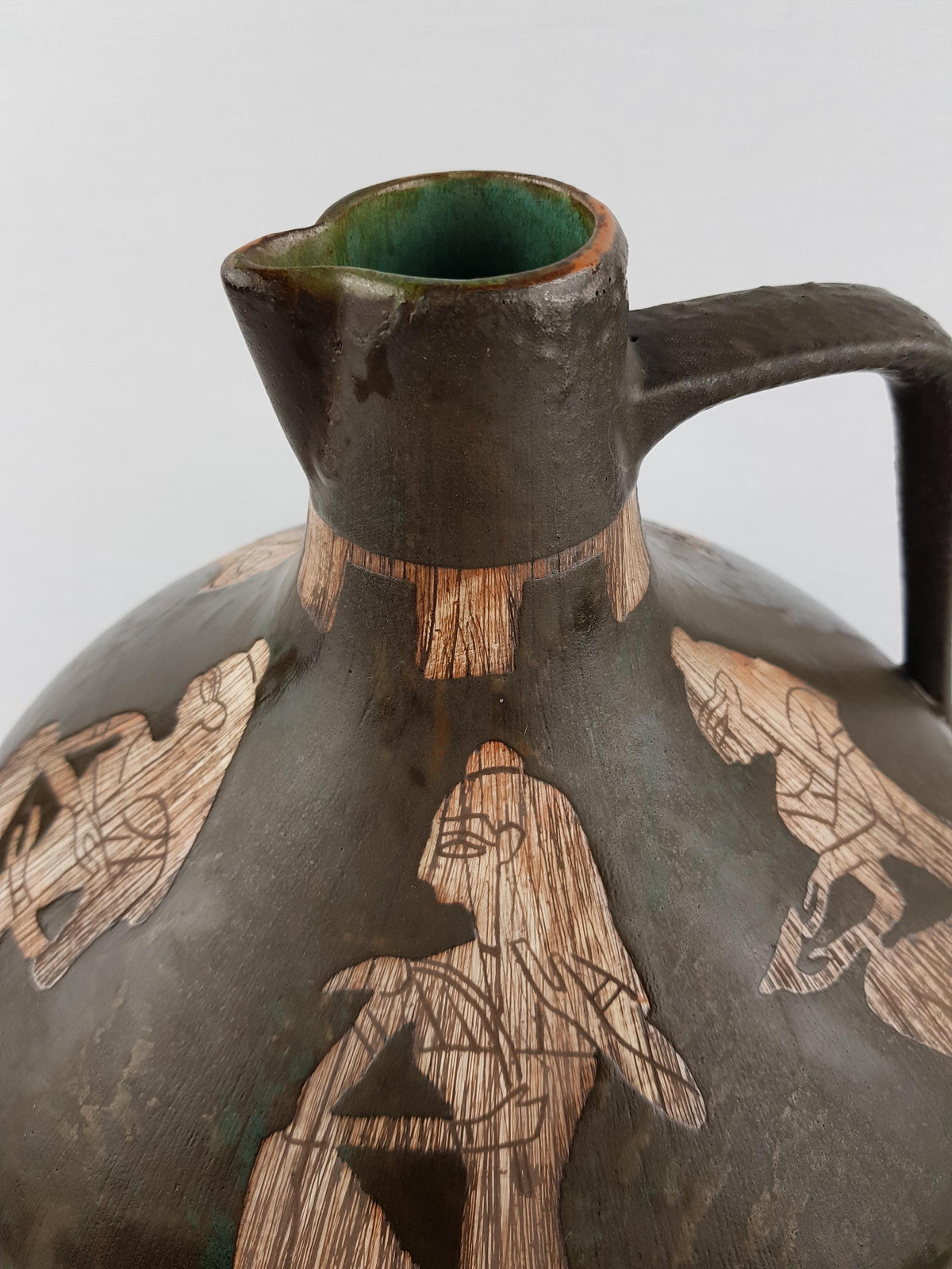 Vintage CERAMANO Brown Vase with HATHOR decor 201 West German Pottery 1960s Fat Lava Era