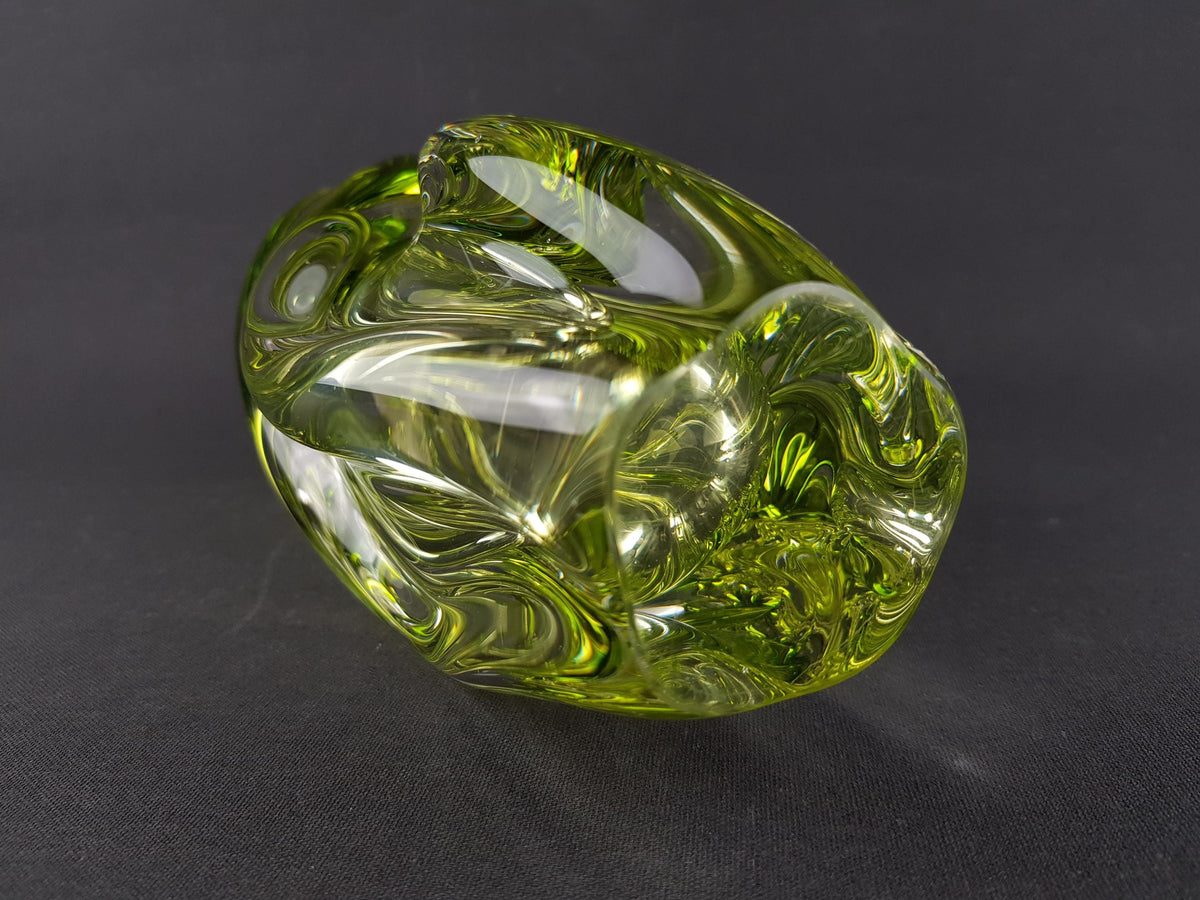 Vintage Rare JOSEF HOSPODKA Yellow and Green "Propellor" Vase Bohemian Czech Glass 1960s Czechoslovakia