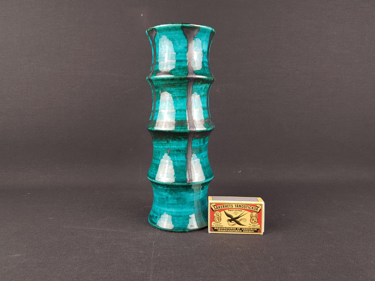 Vintage JASBA KERAMIK Turquoise Vase 100 22 West German Pottery 1950s