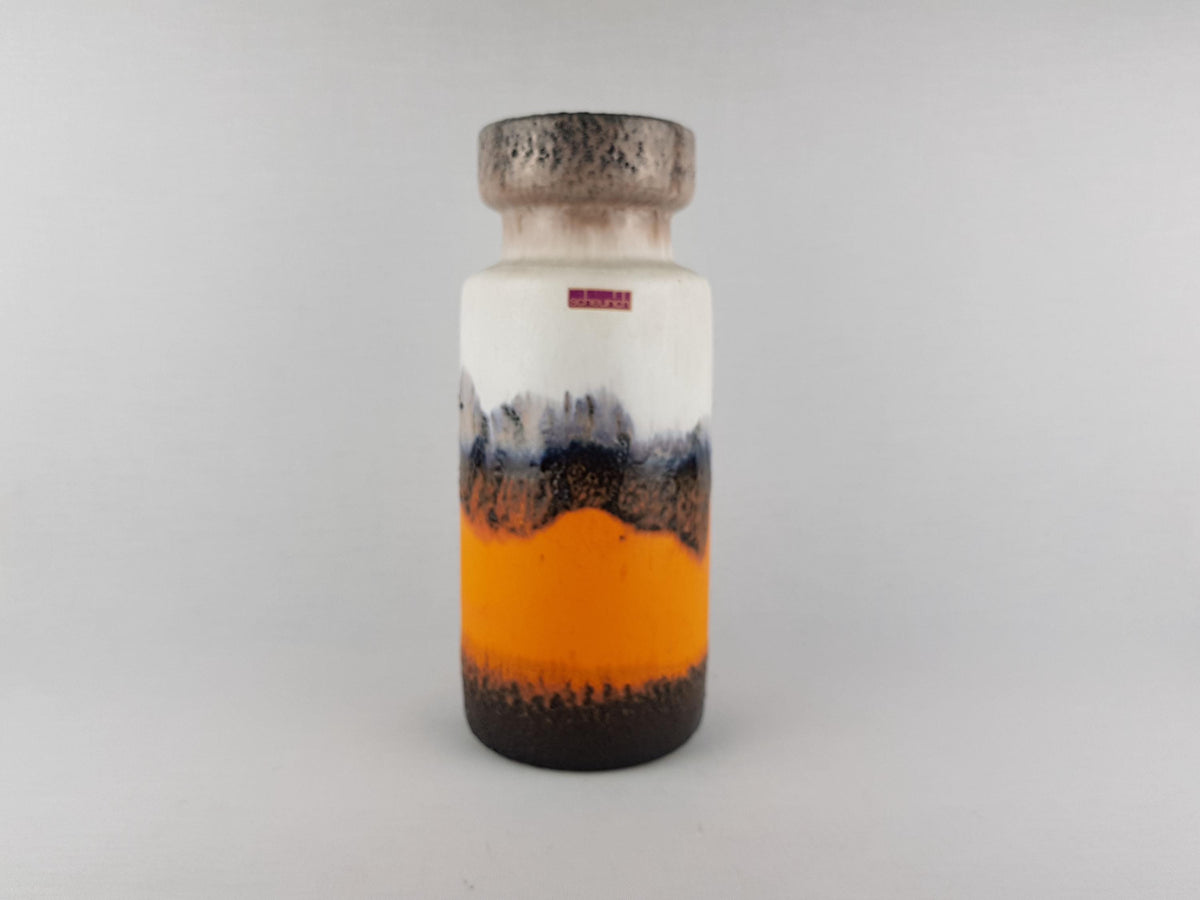 Vintage SCHEURICH KERAMIK Brown, Beige and Orange Vase 517 30 West German Pottery 1970s