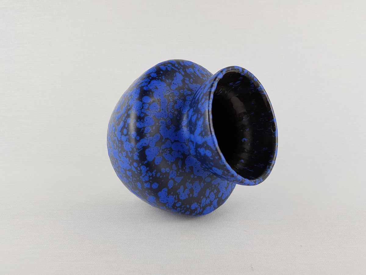 Vintage ES KERAMIK (Emons & Sohne) Blue Mottled Vase 632-14 West German Pottery 1970s