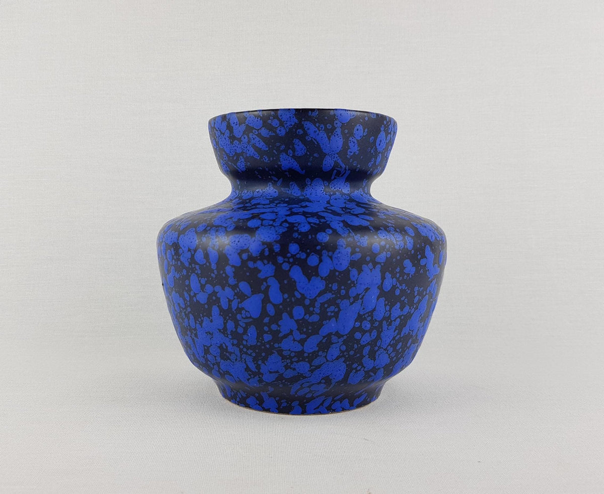 Vintage ES KERAMIK (Emons & Sohne) Blue Mottled Vase 632-14 West German Pottery 1970s