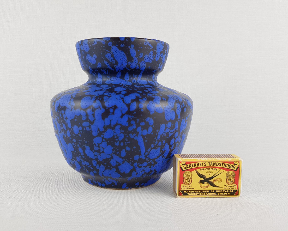 Vintage ES KERAMIK (Emons & Sohne) Blue Mottled Vase 632-14 West German Pottery 1970s