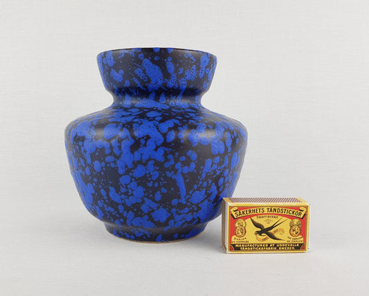 Vintage ES KERAMIK (Emons & Sohne) Blue Mottled Vase 632-14 West German Pottery 1970s