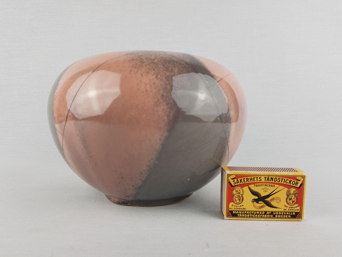 Vintage OTTO KERAMIK Pink Gray Ball Vase West German Pottery 1970s 1980s