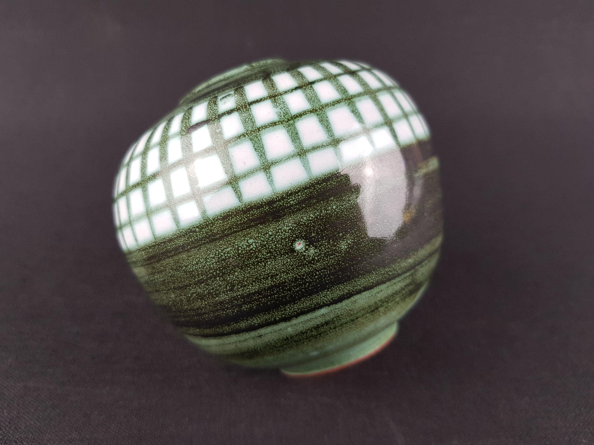 Vintage HALLSTATT KERAMIK Green Ball Vase, West German Pottery 1970s