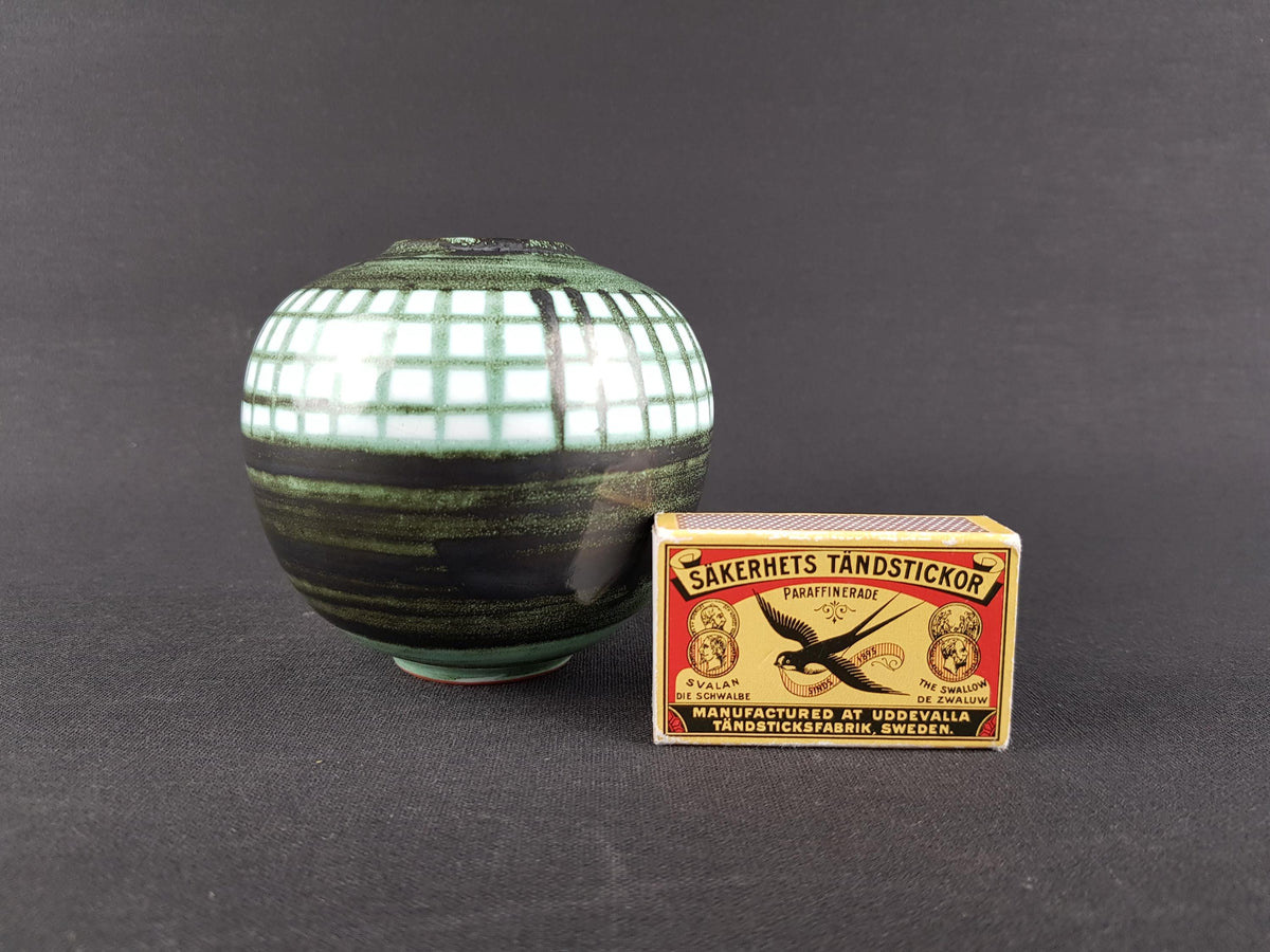 Vintage HALLSTATT KERAMIK Green Ball Vase, West German Pottery 1970s