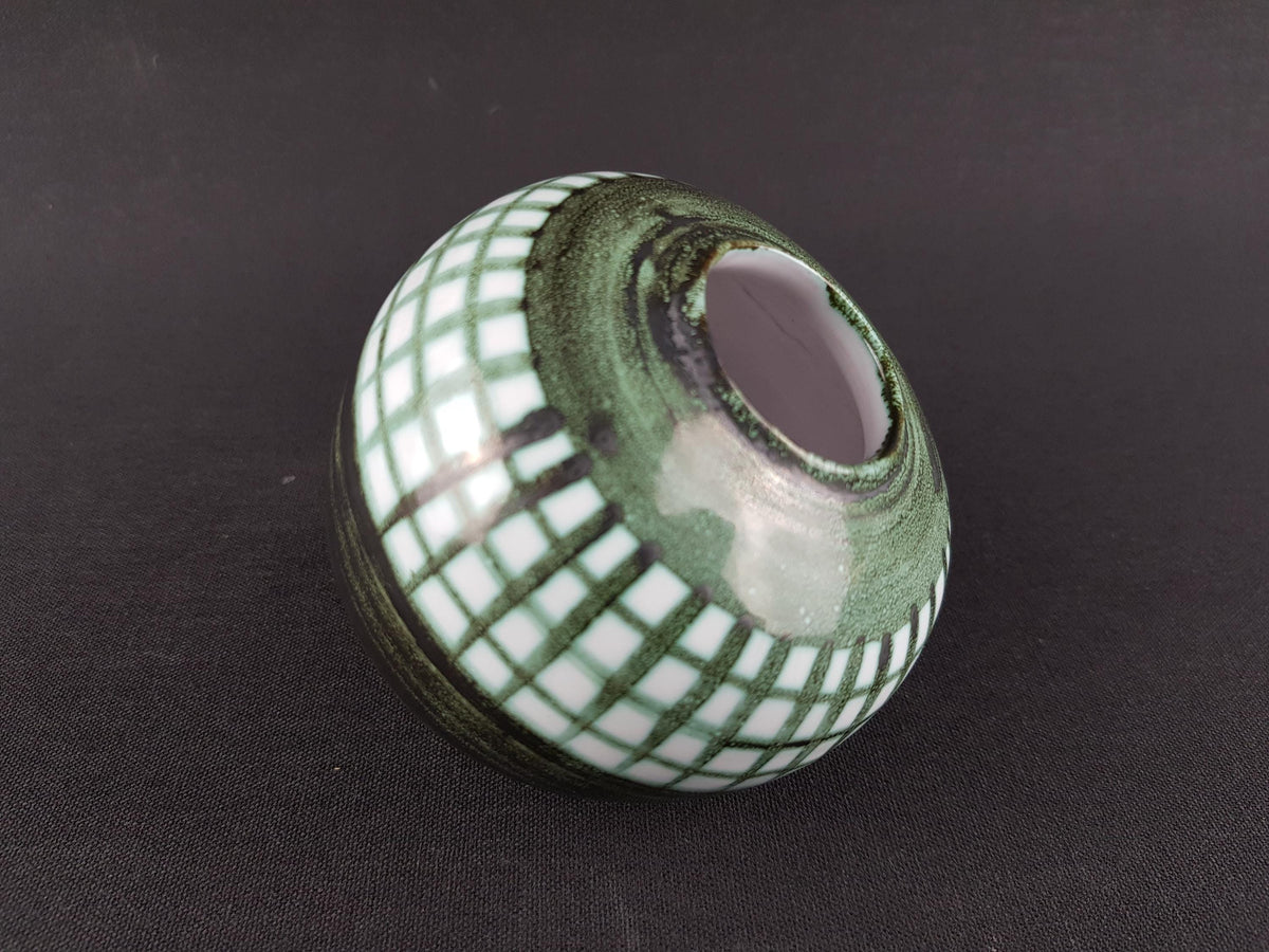 Vintage HALLSTATT KERAMIK Green Ball Vase, West German Pottery 1970s