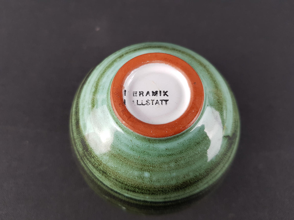 Vintage HALLSTATT KERAMIK Green Ball Vase, West German Pottery 1970s