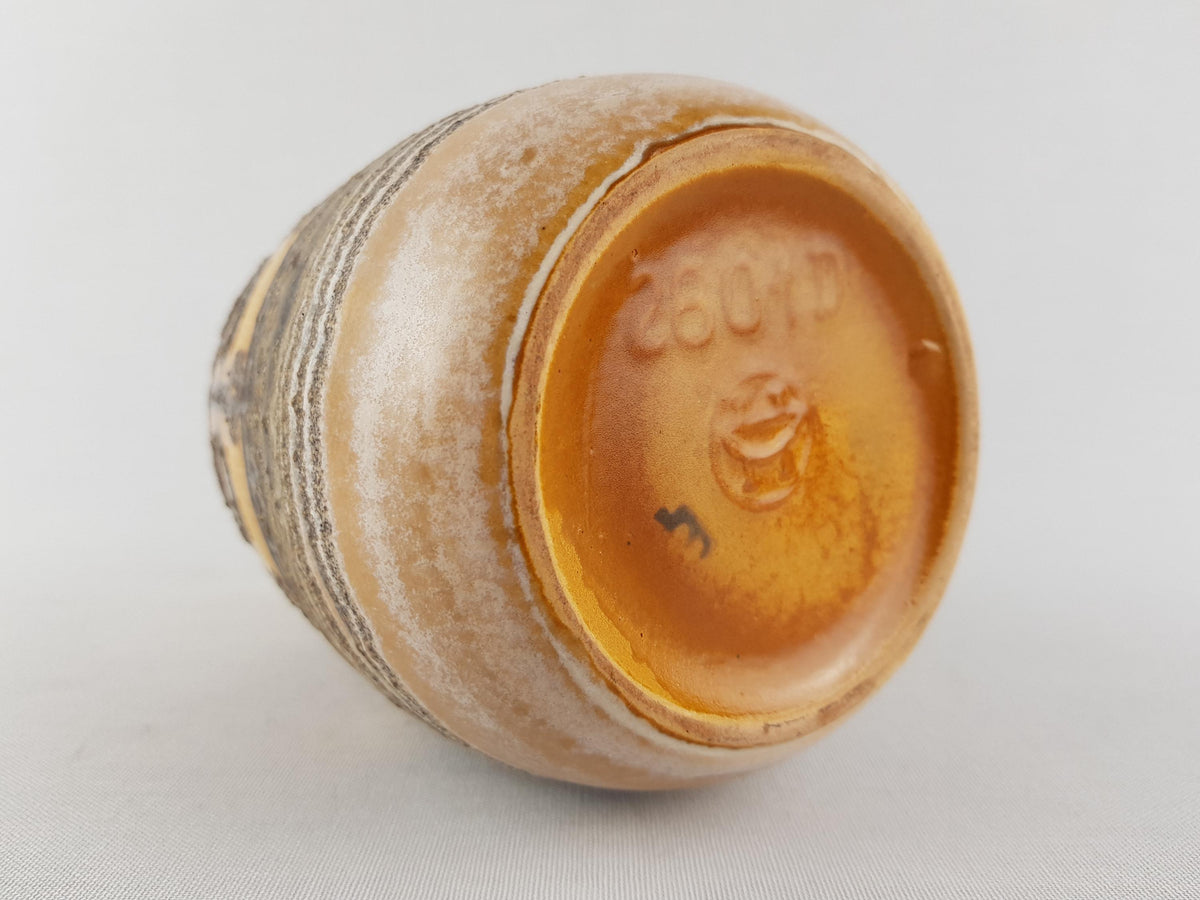 Vintage VEB HALDENSLEBEN Beige Yellow Caramel Vase 2601 D East German Pottery 1960s 1970s