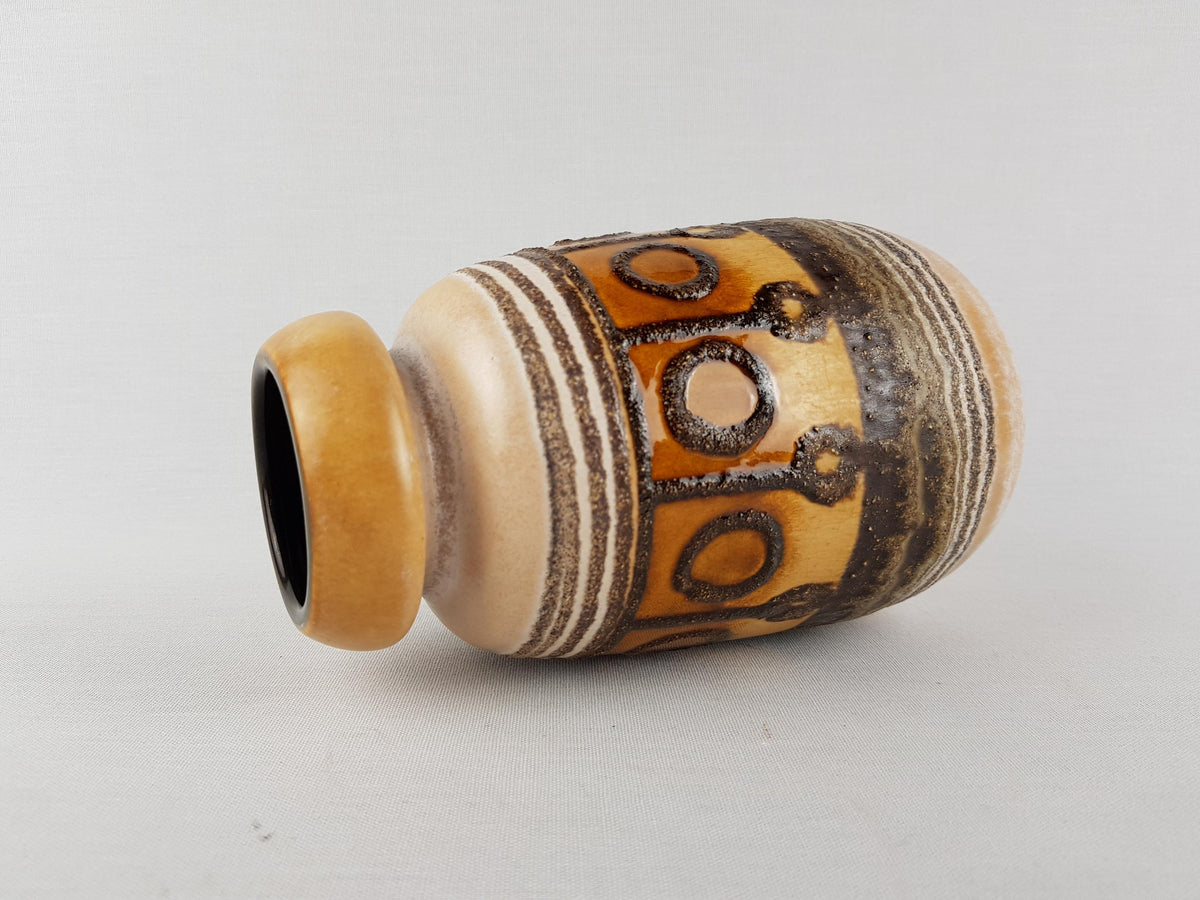 Vintage VEB HALDENSLEBEN Beige Yellow Caramel Vase 2601 D East German Pottery 1960s 1970s