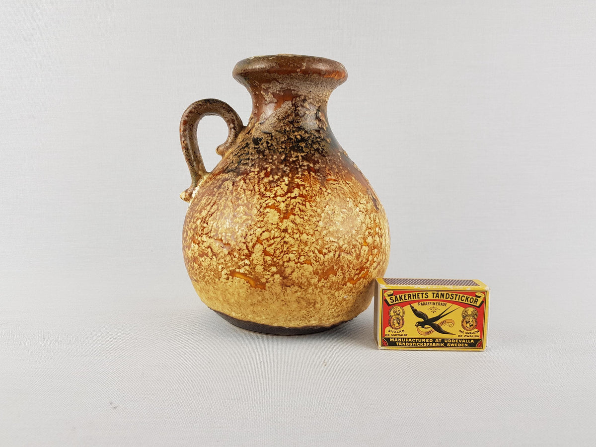 Vintage SCHEURICH KERAMIK Brown and Beige Fat Lava Vase 495-16 with Haro decor West German Pottery 1960s 1970s