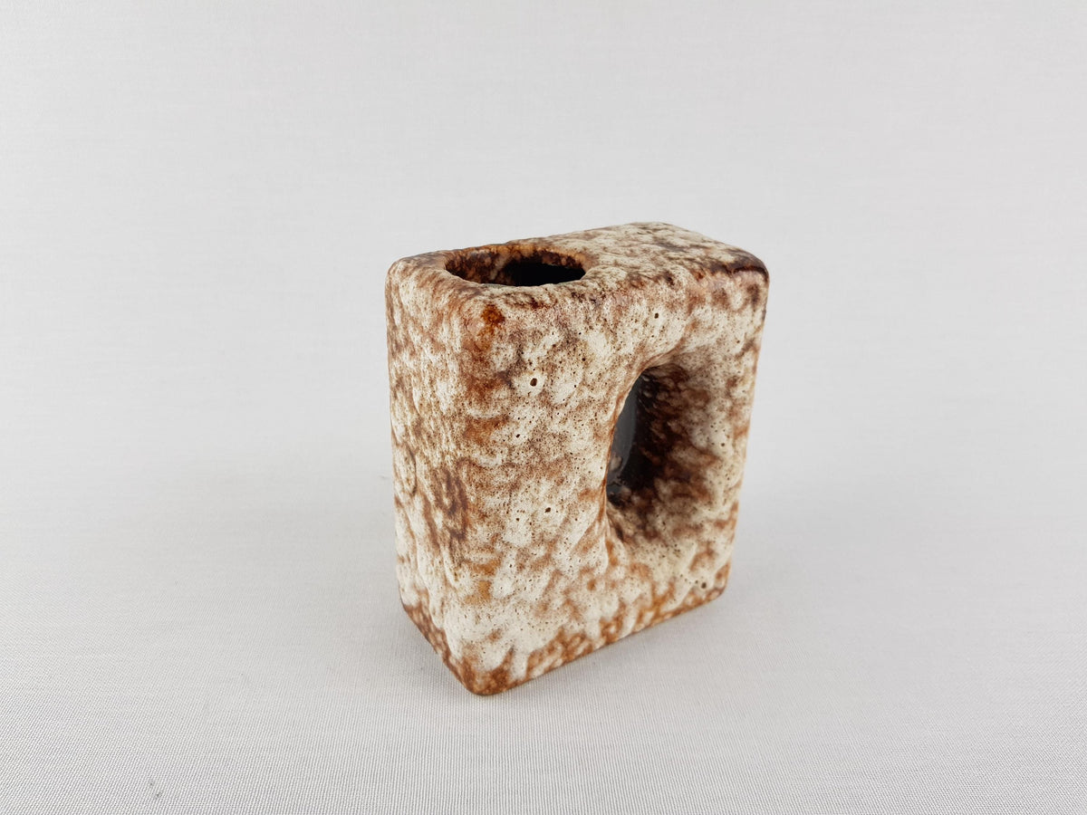 Vintage JOPEKO KERAMIK Beige and Brown Chimney Vase with Alaska Decor West German Pottery 1970s Fat Lava Era