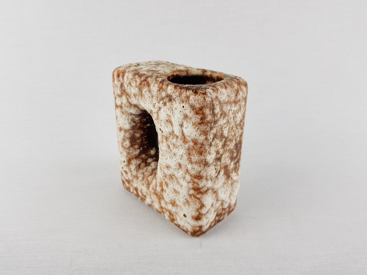 Vintage JOPEKO KERAMIK Beige and Brown Chimney Vase with Alaska Decor West German Pottery 1970s Fat Lava Era