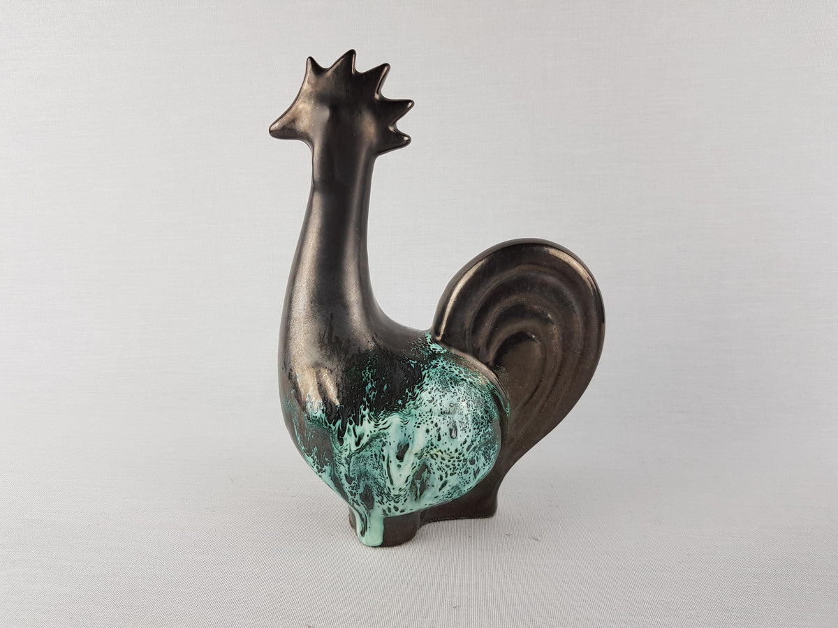 Vintage OTTO KERAMIK Pair of Roosters - West German Pottery 1980's