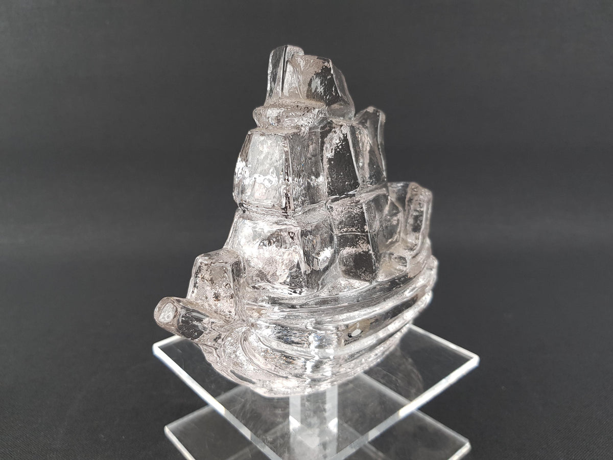 Vintage PUKEBERG GLASS Swedish Glass Ship by Uno Westerberg 1970s