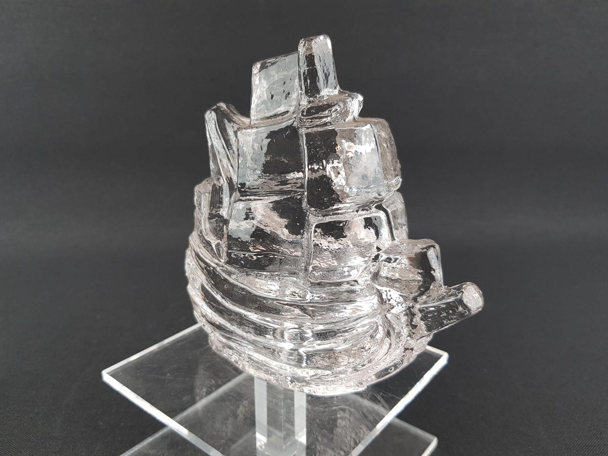 Vintage PUKEBERG GLASS Swedish Glass Ship by Uno Westerberg 1970s