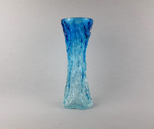 Vintage INGRID GLAS Blue Glass Vase Wave Decor German Design Glass Art 1960 1970s