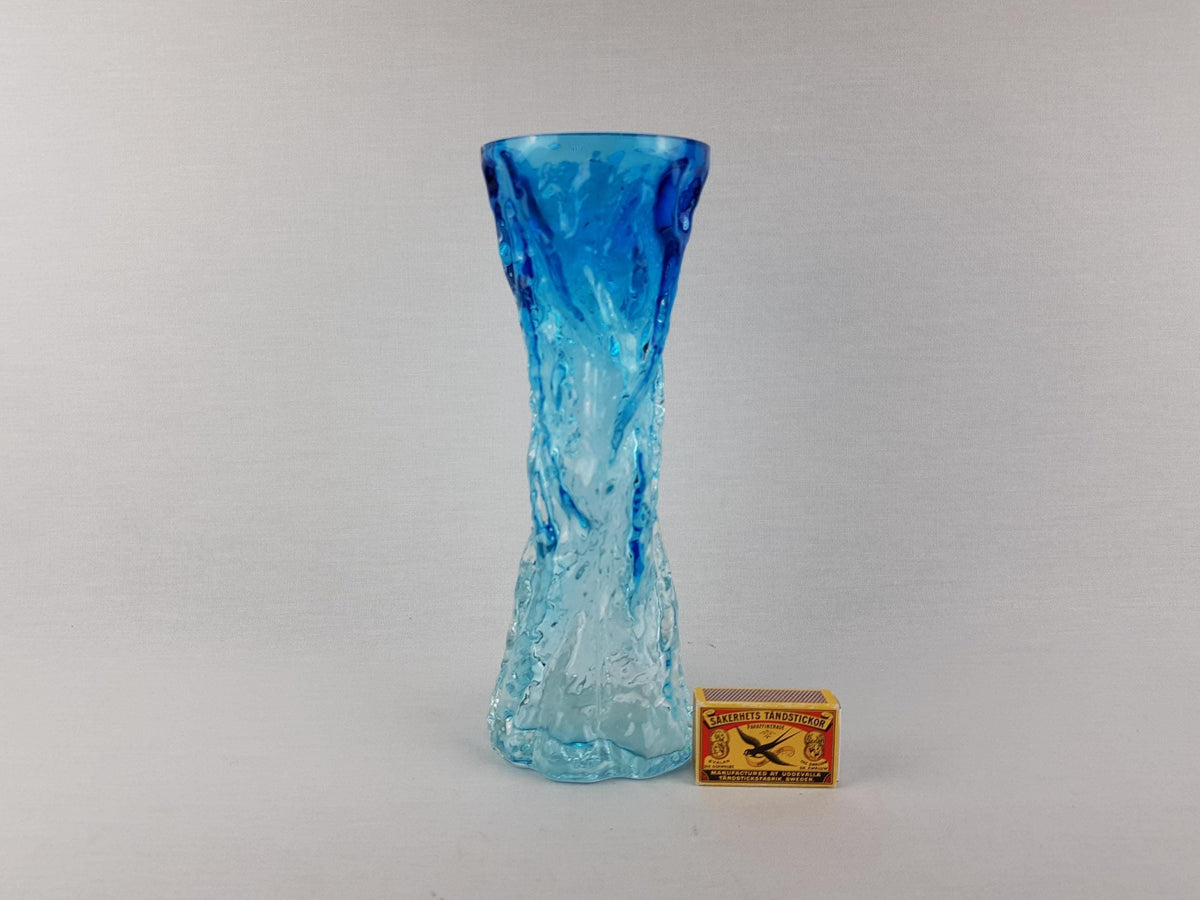 Vintage INGRID GLAS Blue Glass Vase Wave Decor German Design Glass Art 1960 1970s