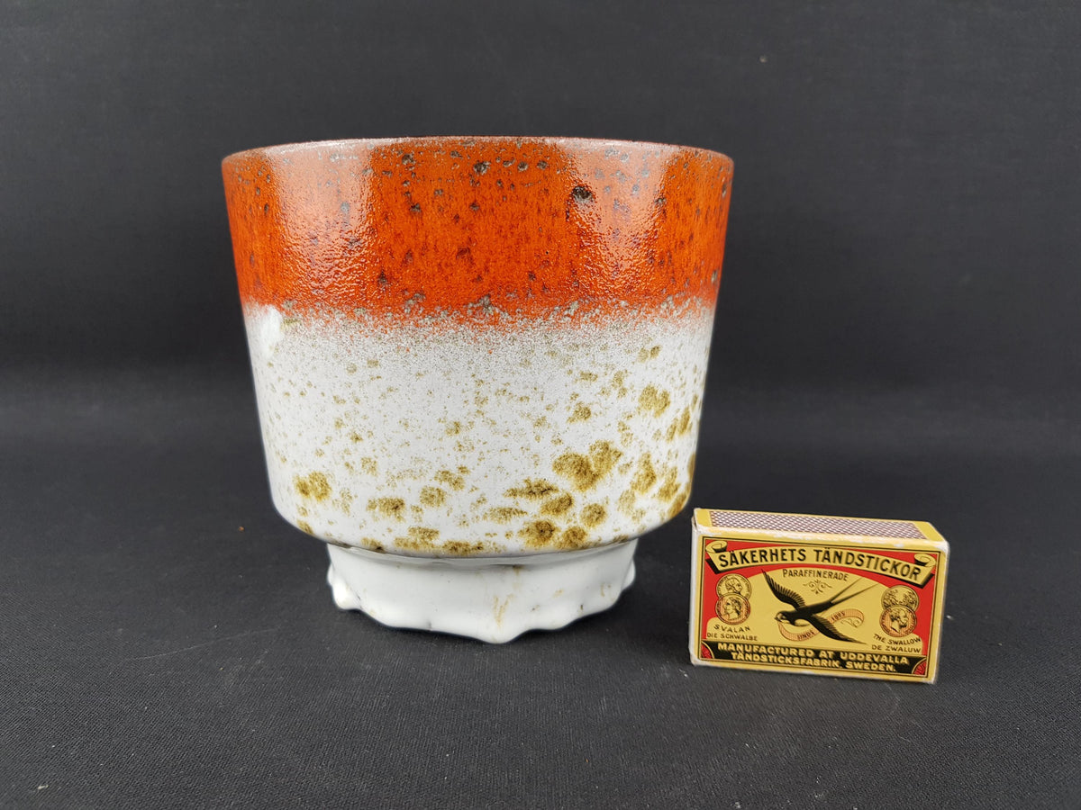 Vintage MAREI KERAMIK Orange Fat Lava Planter / Flower Pot with Berlin decor 12/2 West German Pottery 1970s
