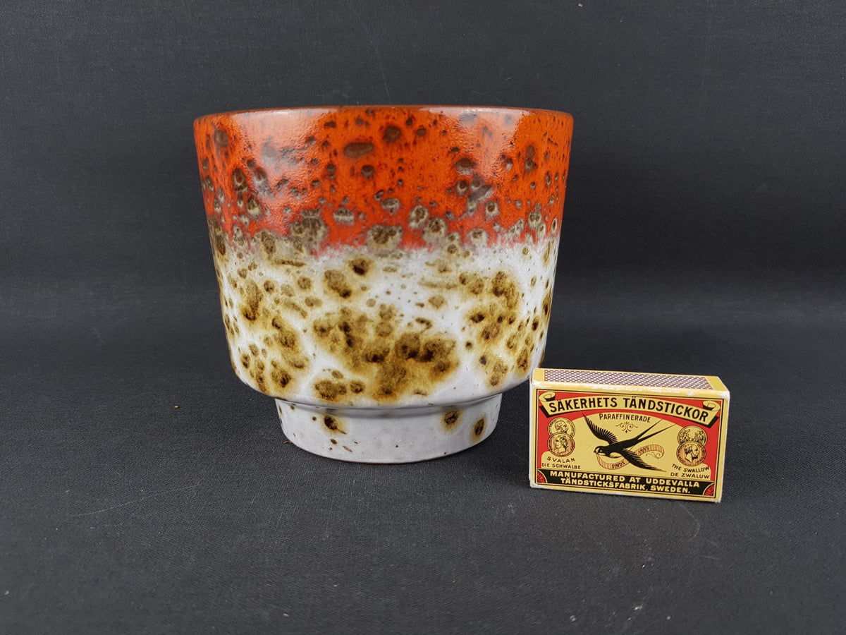 Vintage MAREI KERAMIK Orange Fat Lava Planter / Flower Pot with Berlin decor 12/2 West German Pottery 1970s