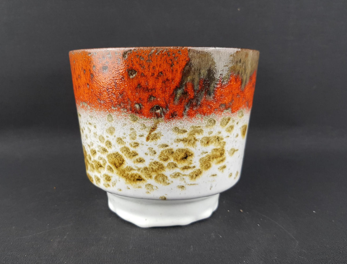 Vintage MAREI KERAMIK Orange Fat Lava Planter / Flower Pot with Berlin decor 12/2 West German Pottery 1970s