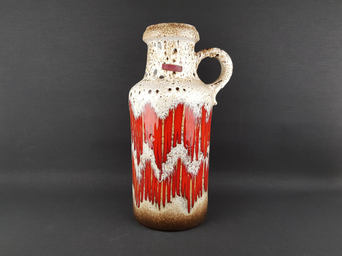 Vintage SCHEURICH KERAMIK Fat Lava Vase with Lora decor 407 35 West German Pottery 1970s