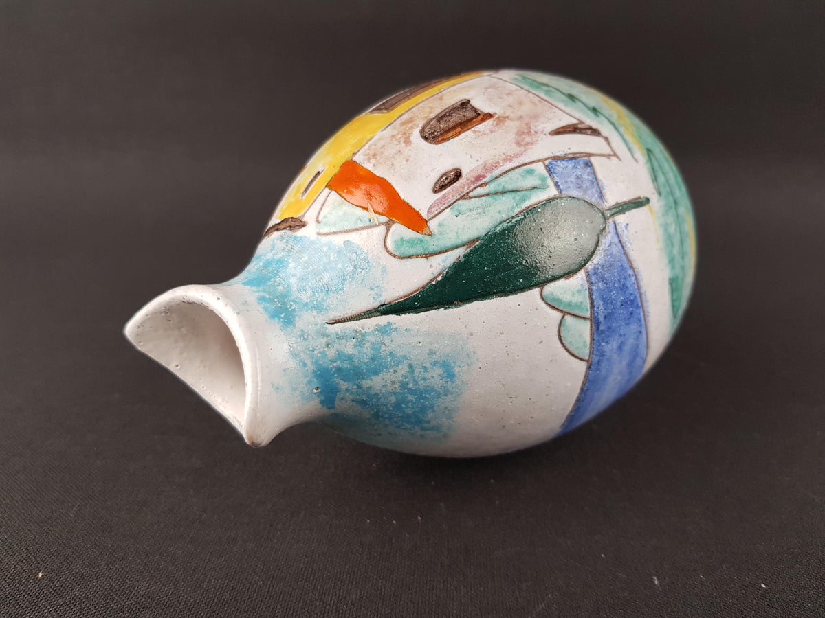 Vintage HUBER - R0ETHE KERAMIK Vase with GARDA decor West German Pottery 1950s