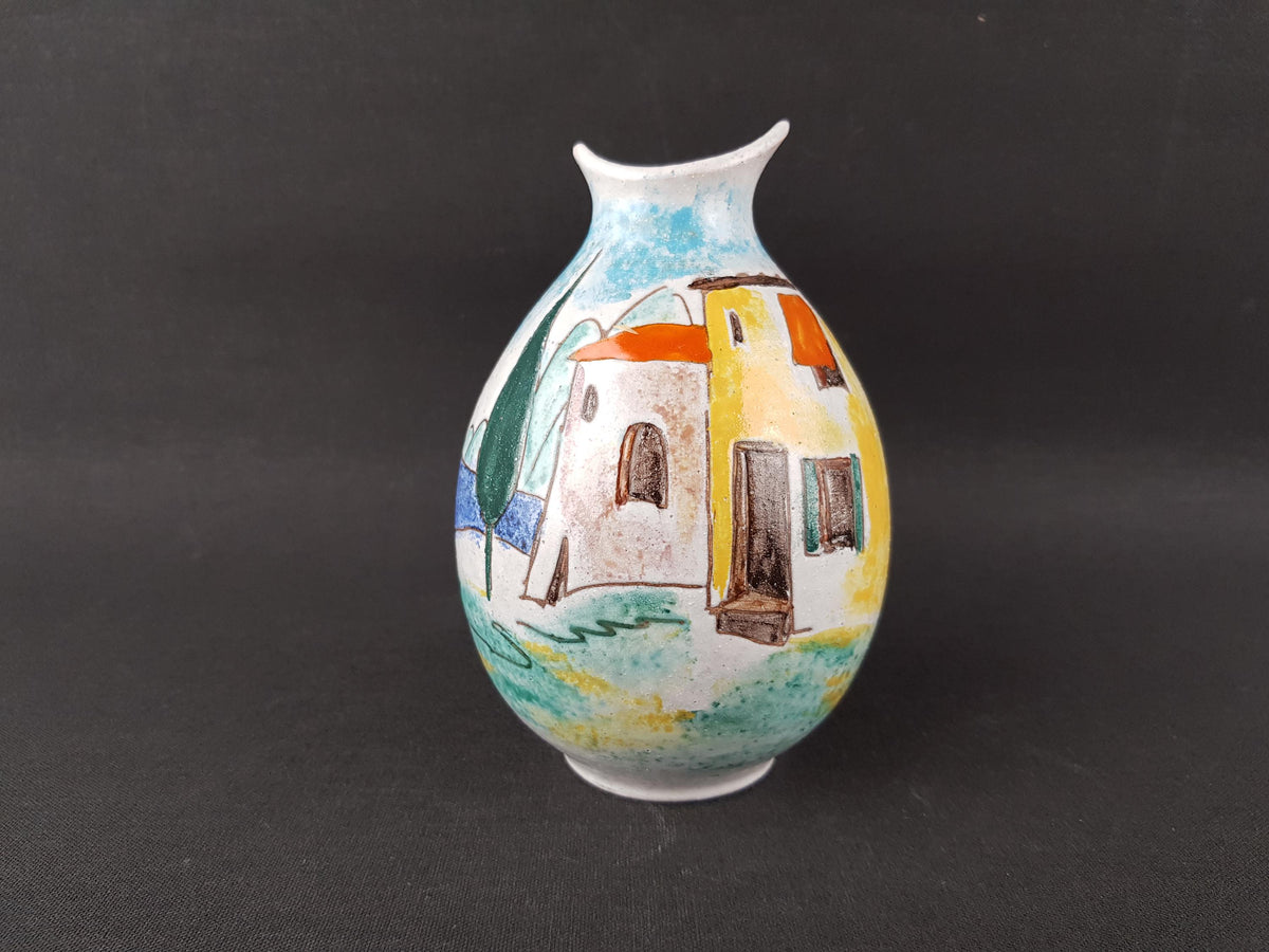Vintage HUBER - R0ETHE KERAMIK Vase with GARDA decor West German Pottery 1950s