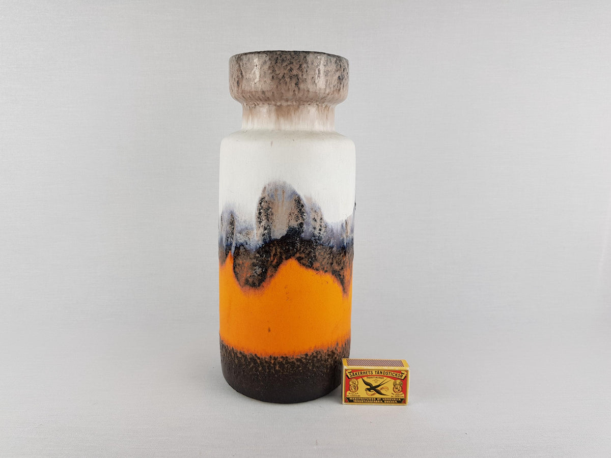 Vintage SCHEURICH KERAMIK Brown, Beige and Orange Vase 517 30 West German Pottery 1970s