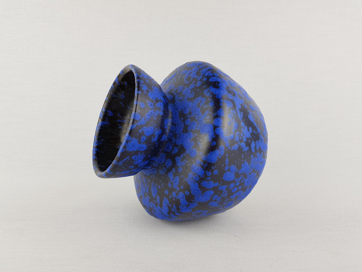 Vintage ES KERAMIK (Emons & Sohne) Blue Mottled Vase 632-14 West German Pottery 1970s