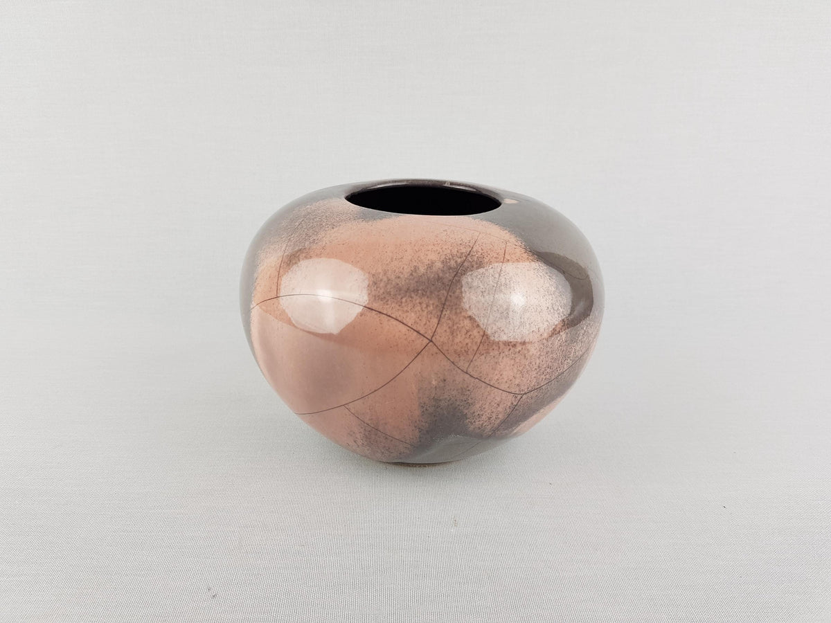 Vintage OTTO KERAMIK Pink Gray Ball Vase West German Pottery 1970s 1980s