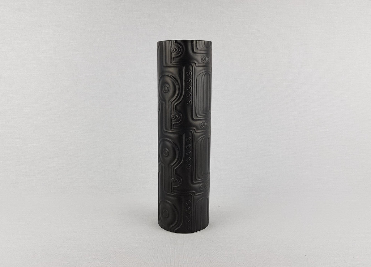 Vintage HEINRICH BAVARIA Black Porcelain Vase 2101 West German Pottery 1960s 1970s