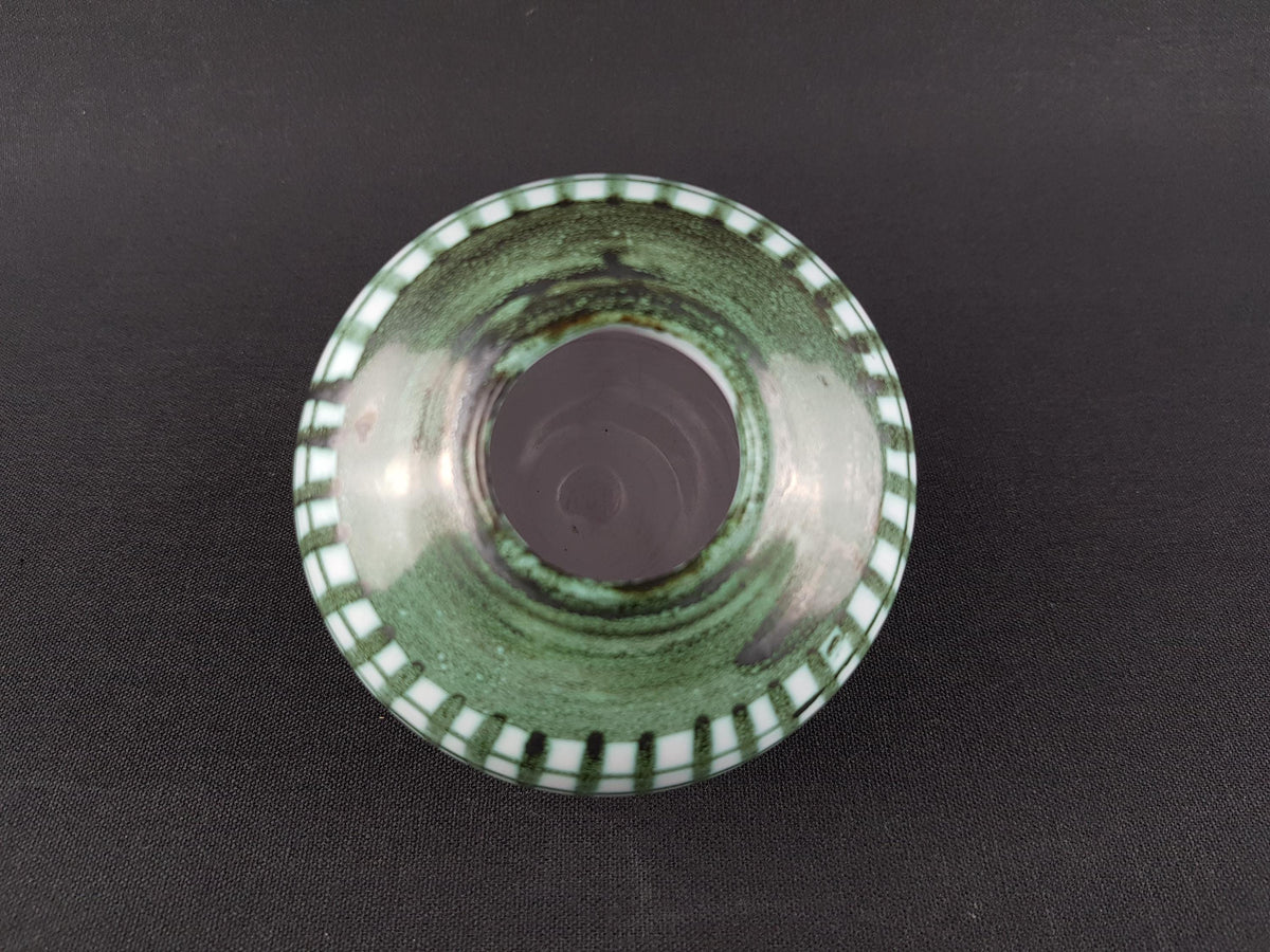Vintage HALLSTATT KERAMIK Green Ball Vase, West German Pottery 1970s