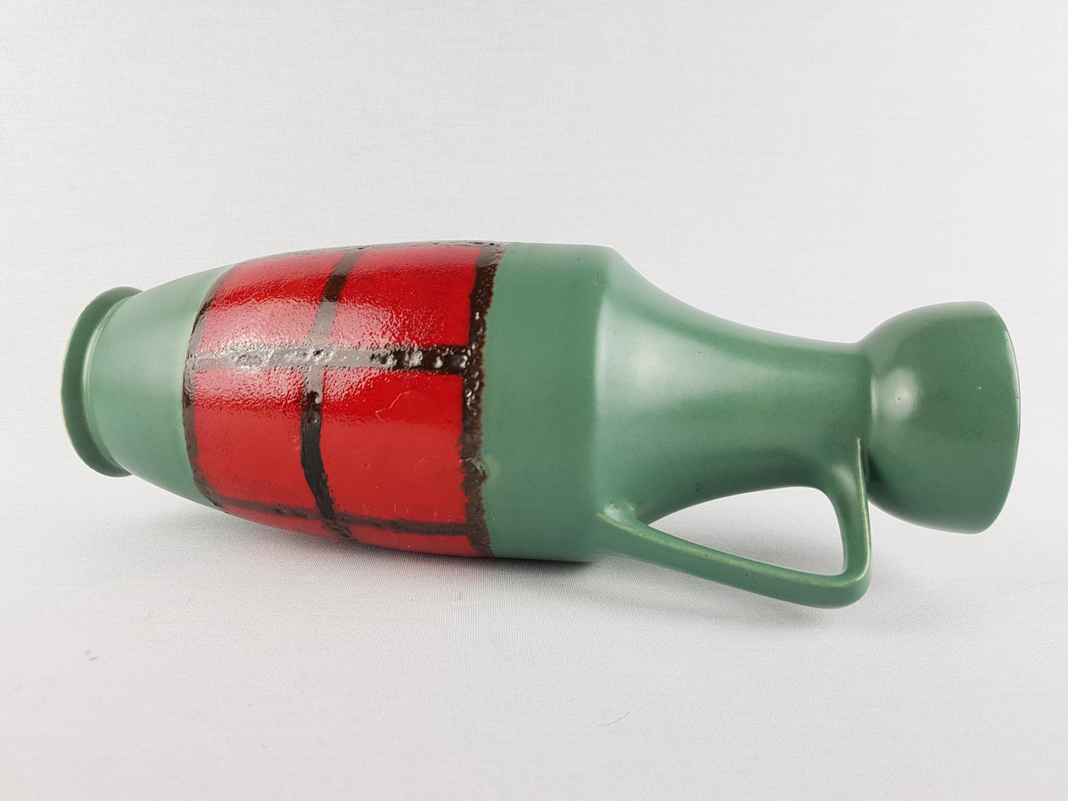 Vintage DÜMLER & BREIDEN KERAMIK Green and Red Vase 347-30 West German Pottery 1970s