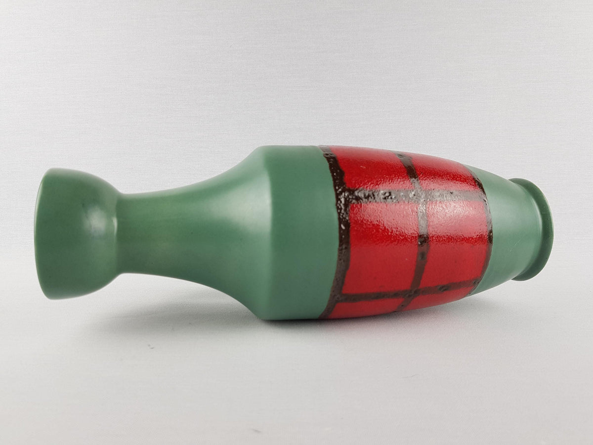 Vintage DÜMLER & BREIDEN KERAMIK Green and Red Vase 347-30 West German Pottery 1970s