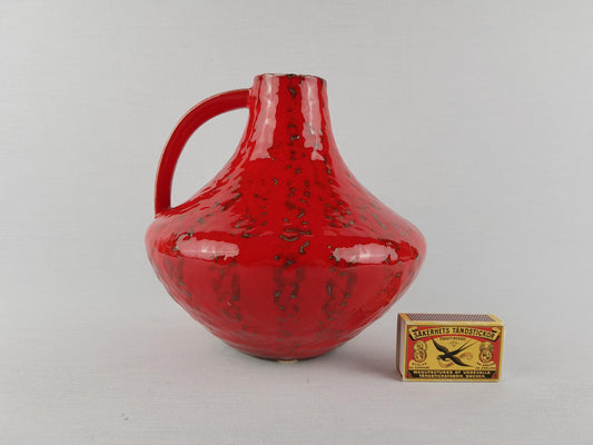 Vintage CARSTENS TONNIESHOF Handled Red Vase 200 By Gerda Heuckeroth West German Pottery 1960s