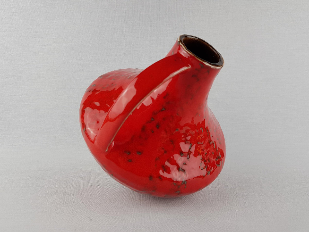 Vintage CARSTENS TONNIESHOF Handled Red Vase 200 By Gerda Heuckeroth West German Pottery 1960s