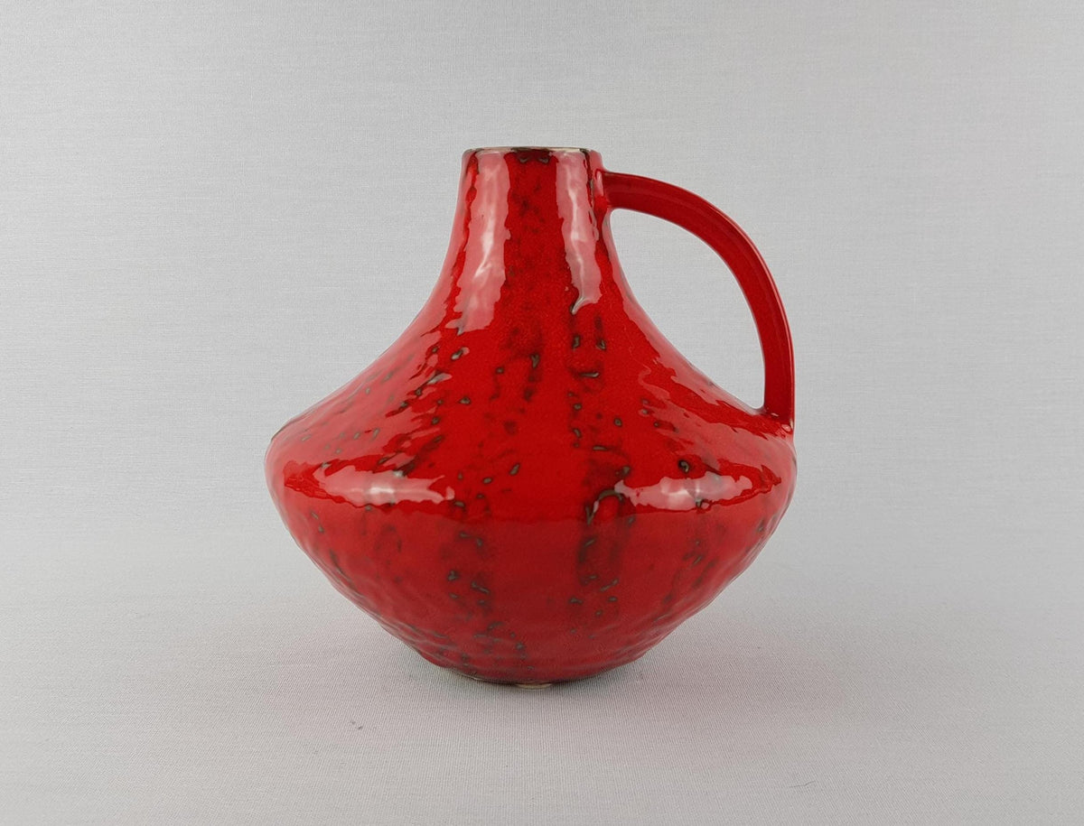 Vintage CARSTENS TONNIESHOF Handled Red Vase 200 By Gerda Heuckeroth West German Pottery 1960s