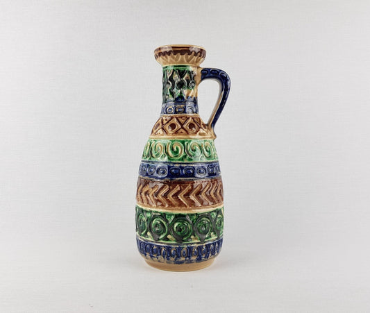 Vintage BAY KERAMIK Handled Vase 93 25 West German Pottery 1970s