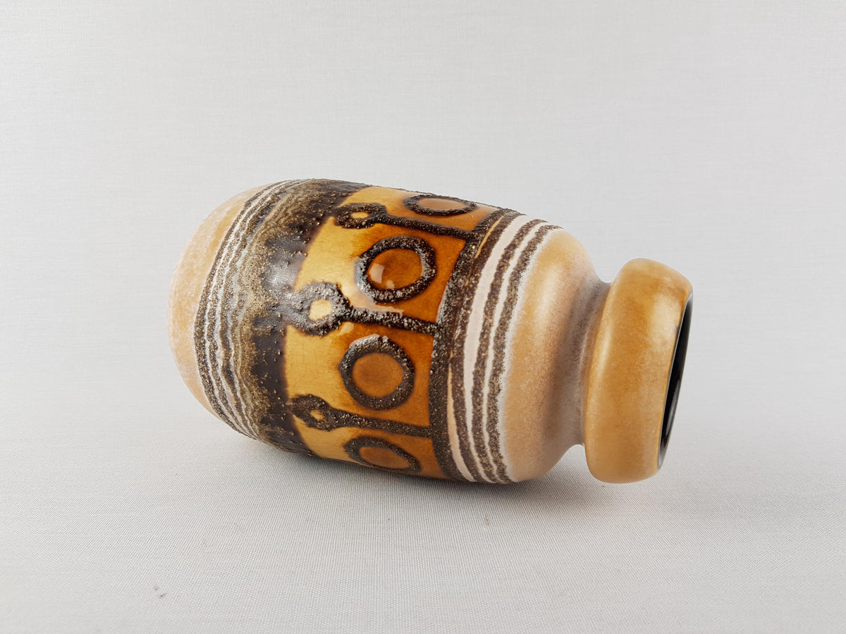Vintage VEB HALDENSLEBEN Beige Yellow Caramel Vase 2601 D East German Pottery 1960s 1970s