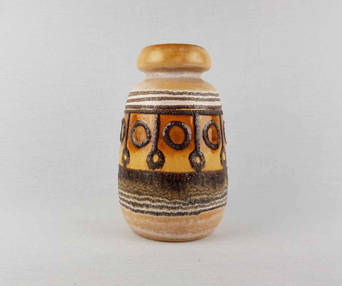 Vintage VEB HALDENSLEBEN Beige Yellow Caramel Vase 2601 D East German Pottery 1960s 1970s