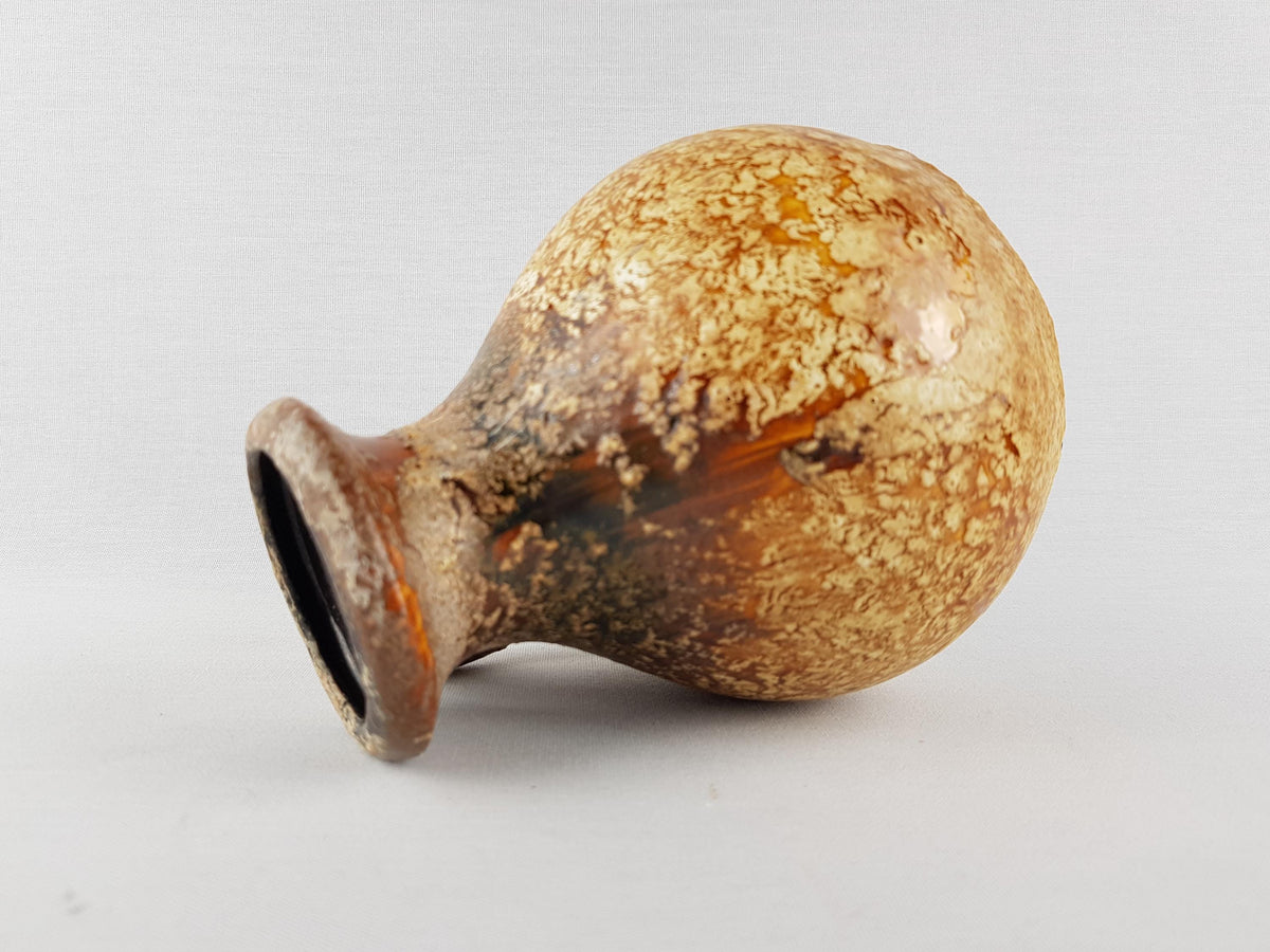 Vintage SCHEURICH KERAMIK Brown and Beige Fat Lava Vase 495-16 with Haro decor West German Pottery 1960s 1970s